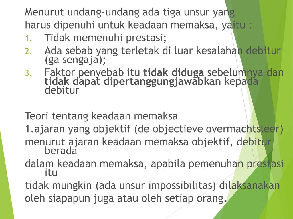 Wanprestasi Adalah Suatu Keadaan Dimana Si Berutang Debitur Ppt